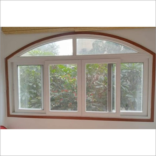 White UPVC Arch Sliding Window