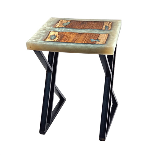 Indian Style Polished Epoxy Resin Wooden Table