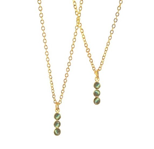 Labradorite Necklace Three टुकड़ा Bezel Pendant Birthstone Gemstone Bracelet. ( 18 inch Long Nacklace