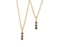 Garnet Three Piece Bezel Necklace January Birthstone Gemstone Pendant 18 inch Long Nacklace