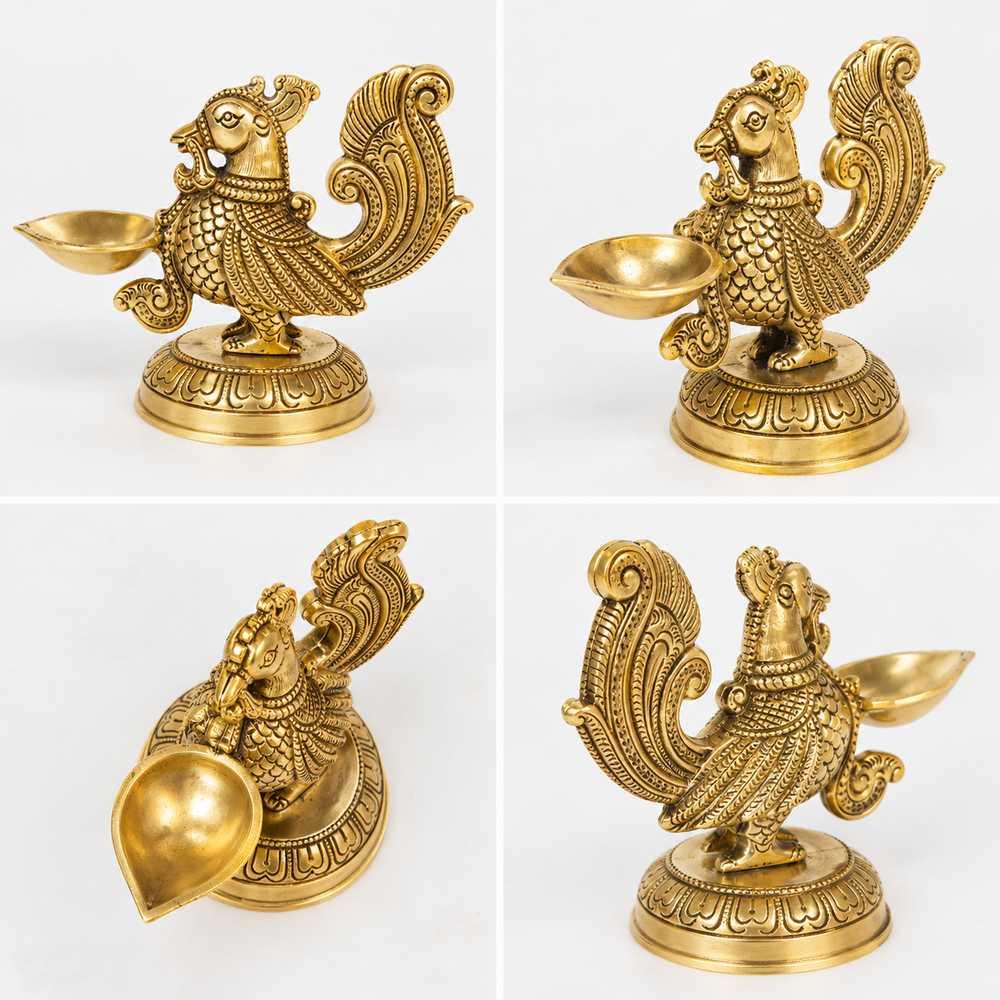 Bird figure Brass Metal Pooja Ghar Diya/Oil Lamp