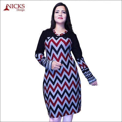 ZigZag Black Woolen Dress