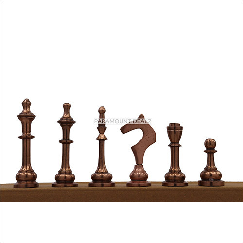 Brass Slim Design Chess Pieces (Gold And Brown)