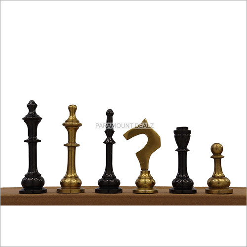 Brass Slim Design Chess Pieces (Gold And Black)