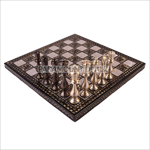 Brass Metal Heavy Design Luxury Chess Pieces And Board Combo Set