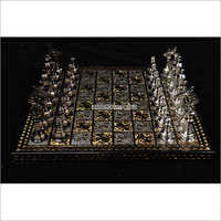 Brass Metal French Lardy Design Luxury Chess Pieces and Board Combo Set