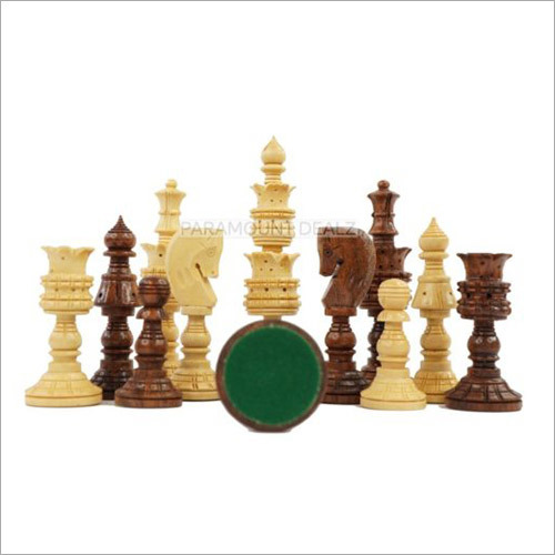 Lotus Style Series 4 King Size Handmade Wooden 32 Chessmen Chess Pieces Set