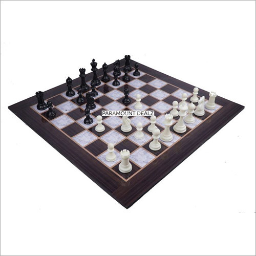 Wooden Laminated 21 Inch Chess Board Game Set with 3.75 Inch Plastic Chess Pieces