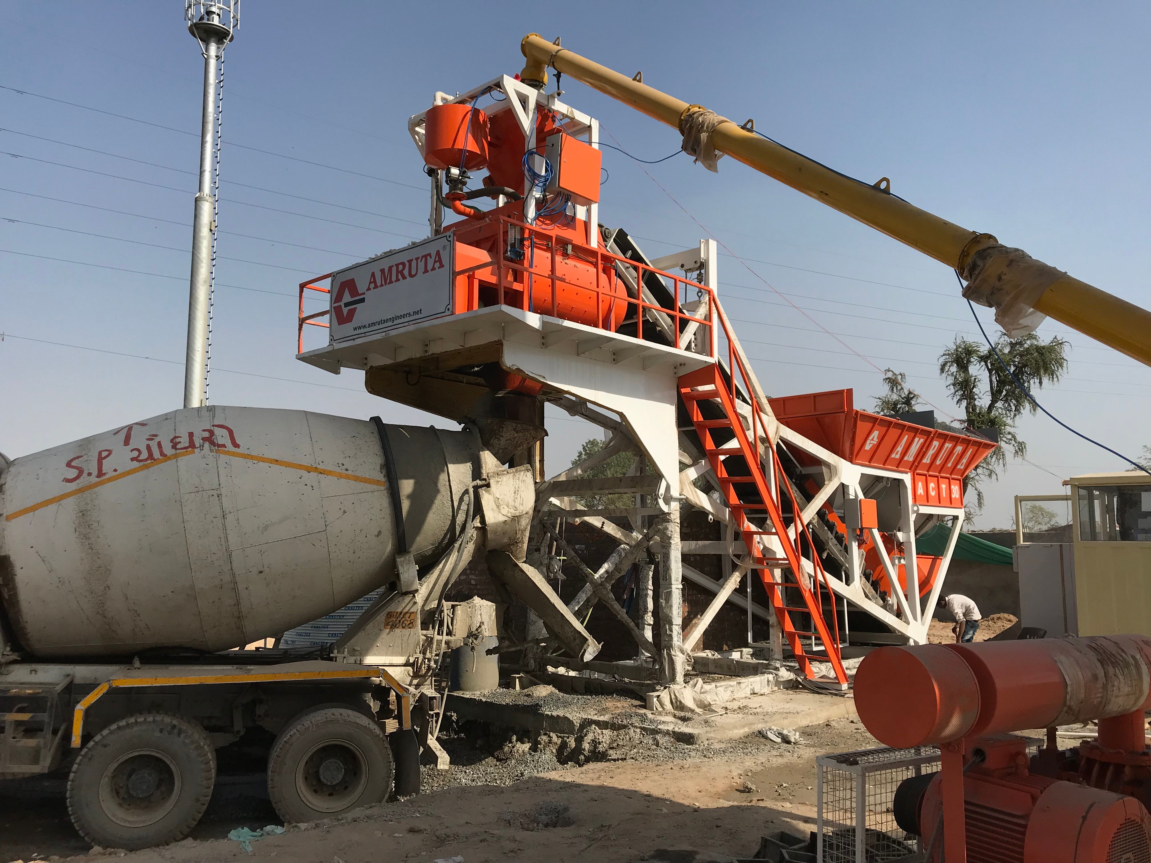 Compact Concrete  Batching Plant WITH Twin Shaft Mixer