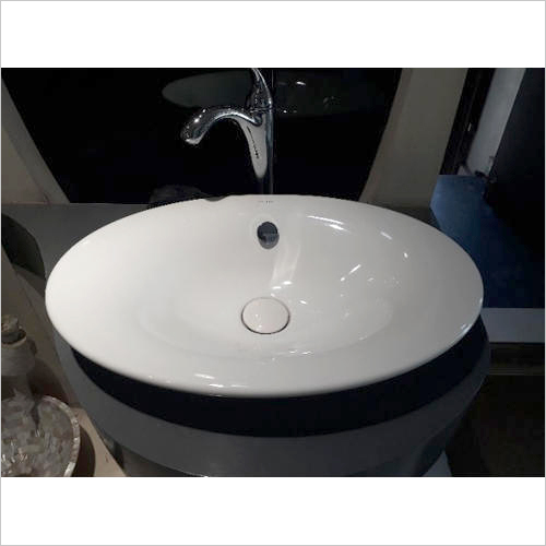 White Ceramic Oval Bathroom Wash Basin