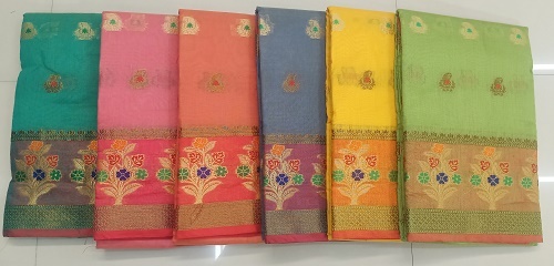 Cotton Silk Meenakari Chit Pallu Saree