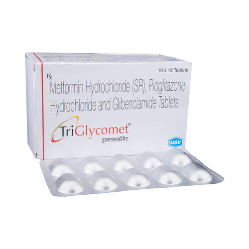 Triglycomet (Glibenclamide-Pioglitazone-Metformin) 5Mg/15Mg/500Mg Sr Tablets General Medicines