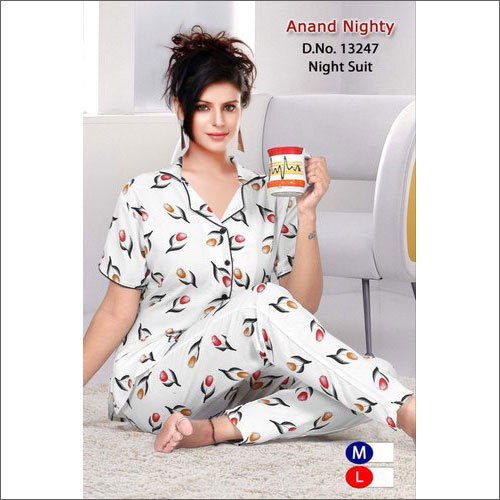 Available In Different Color Ladies Rayon Night Suit