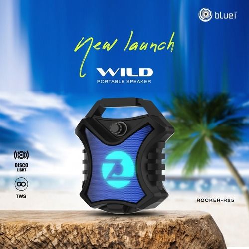 Bluei Rocker R25 Wild Heavy Bass Multi Connectivity Wireless Portable and Convenient Bluetooth Speaker with Disco Light and Supporting Carry Handle