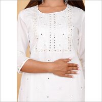 White Heavy Embroidery Kurti