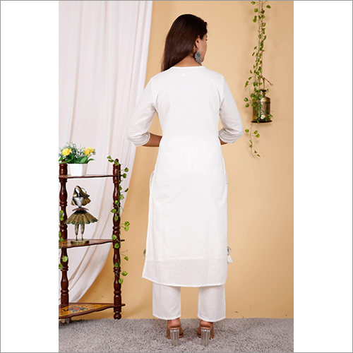 White Heavy Embroidery Kurti
