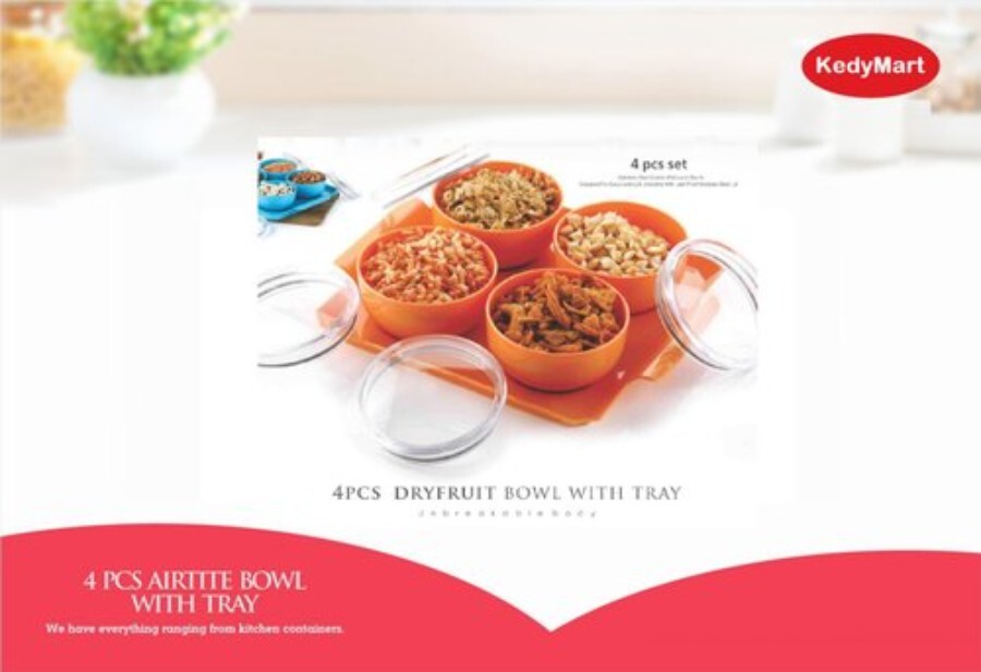 4 Piece Dryfruit Snacks Serving Bowl Set With Tray
