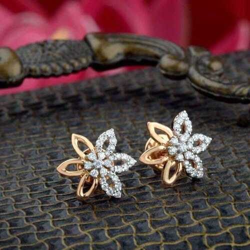Gold Flower Diamond Earring