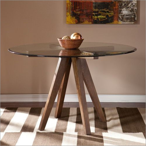 3 Feet Crossbar Round Glass Table Home Furniture