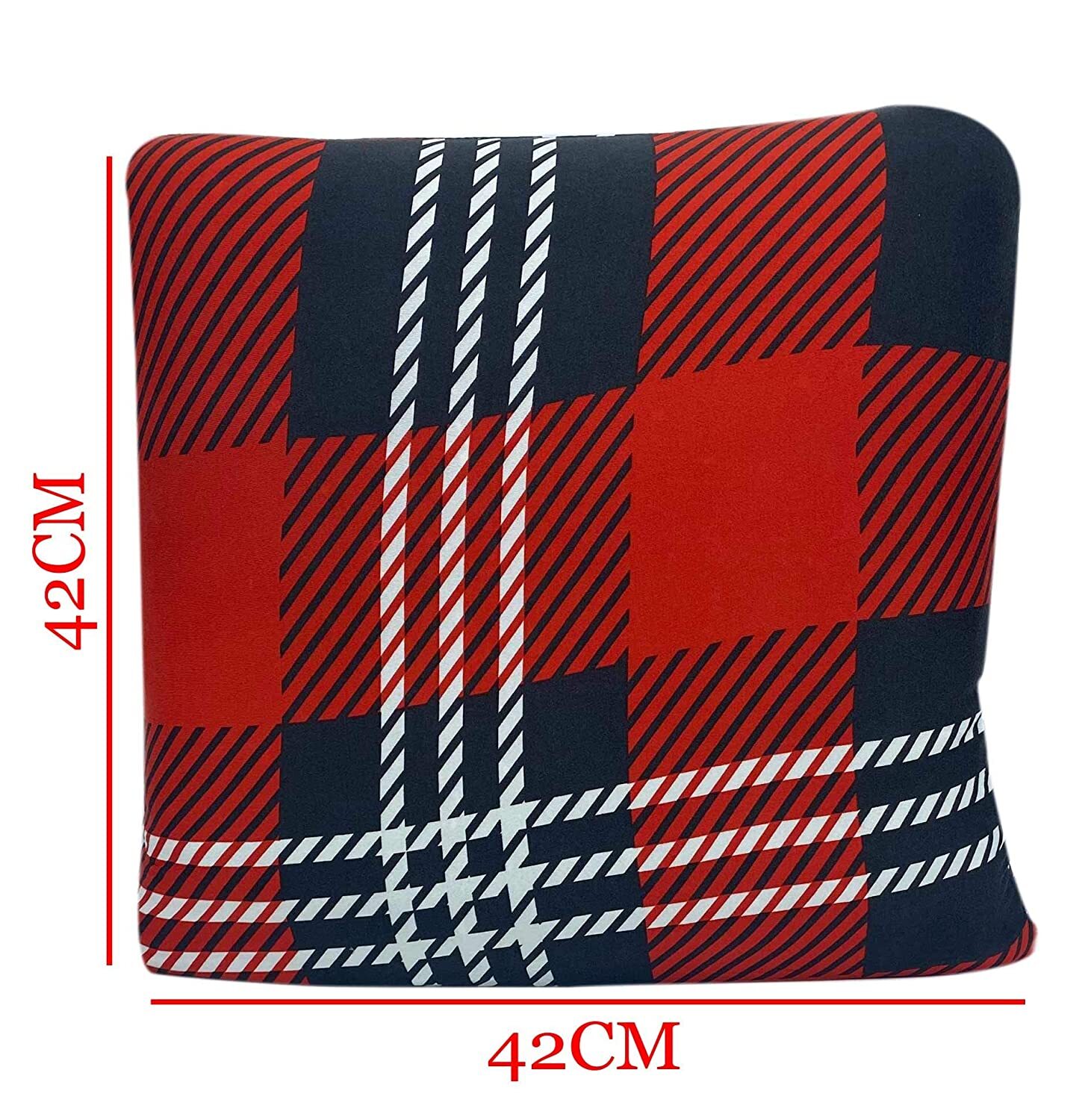 Polyester Throw Pillow Case Cushion Cover Home Sofa Decorative Cover Only No Insert 16.5x16.5 inch/ 42x42cm Check