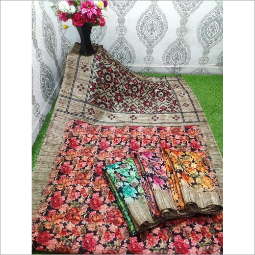 Ladies Printed Linen Saree