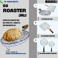 Stainless Steel Papad Roaster - Ss Material With Wooden Handle, Available In Square And Round Shapes | Heat-resistant, Rust-proof, Moisture-resistant