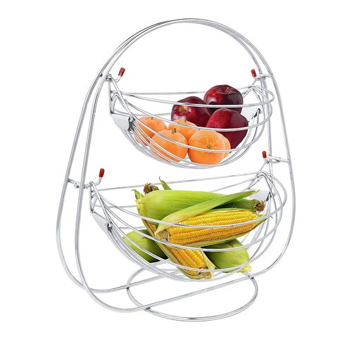 Metal 2 Tier Ss Kitchen Fruit Basket