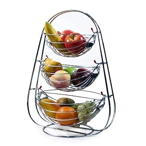 Metal 3 Tier Ss Kitchen Fruit Basket