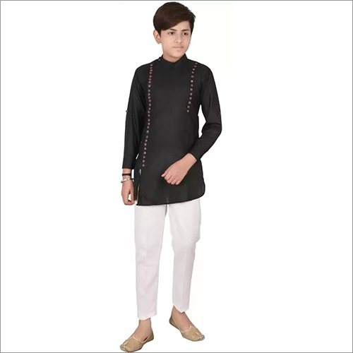 Black Side Button Kurta Pajama