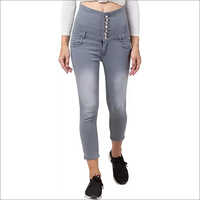 Ladies 7 Button Gray Jeans