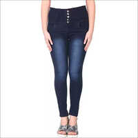 Ladies 5 Button Dark Blue Jeans