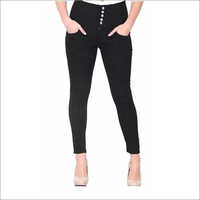 Ladies 5 Button Black Jeans