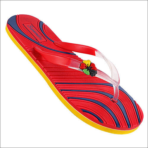 Rubber Ladies Red And Yellow Slipper