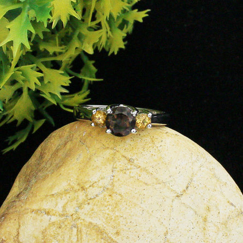 Smoky Topaz Golden Topaz Silver Ring