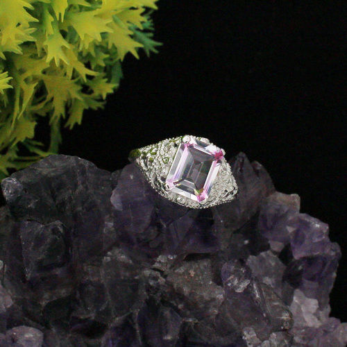 Square Mystic Topaz Silver Ring