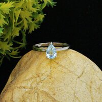 Pear Blue Topaz Silver Ring