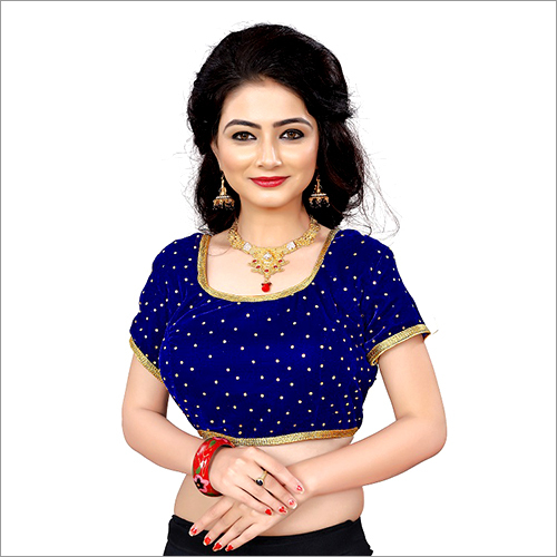 Blue Velvet Designer Blouse