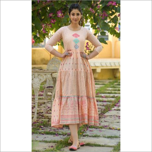 Blue Hills Livik Heavy Cotton Cambric With Embroidery Work Kurti