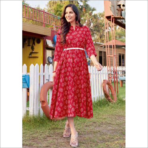 Mittoo Rayon Print Frock Style Designer Kurti