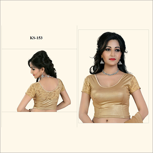 Golden Shimmer Net Cotton Lycra Stratchable Fancy Blouse