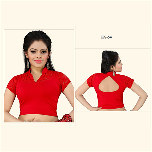 Different Colors Available Red Net Cotton Lycra Stretchable Fancy Blouse