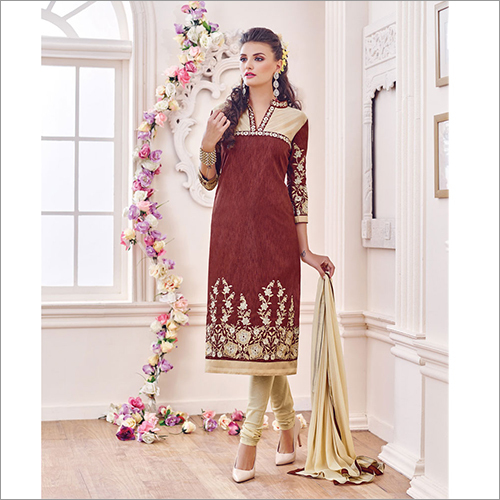 Various Colors Available Fancy Chanderi Cotton And Banglori Silk Unstitched 3 Pieces Suit