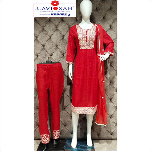 Kurti With Fancy Work Pant And Dupatta