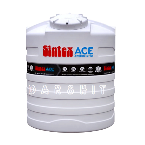 Sintex Ace Antibacterial Water Tank - 100% Virgin LLDPE Plastic, 500L to 5000L Capacity | FDA Approved, Phthalate-Free, UV Stabilized, Modern Design, Multi-Ribbed for Strength