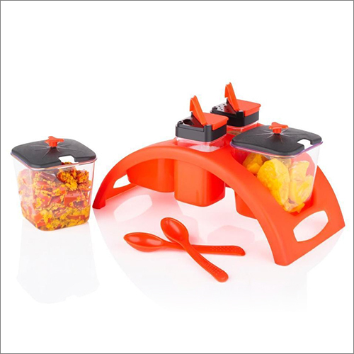 Red Plastic Spice And Pickle Storage Container Set