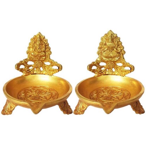 Brass Table laxmi Ganesh Diya - uninque oil lamp for festive decor