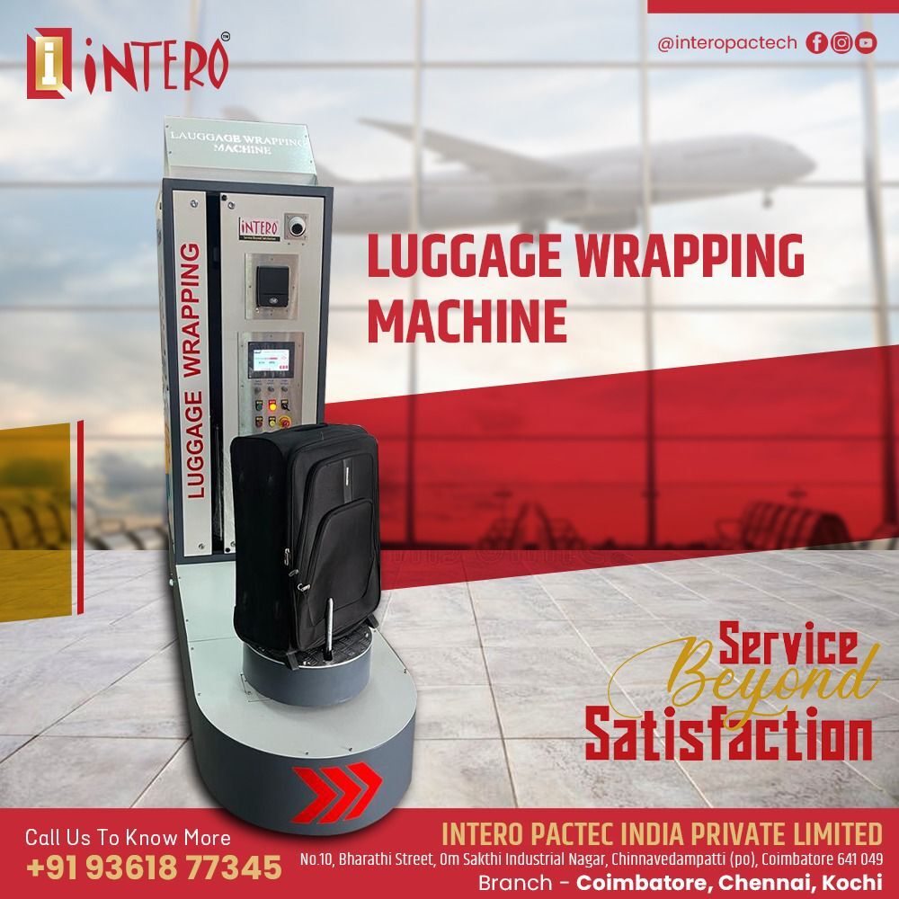 Luggage Wrapping Machine - Automatic, 220V | Yellow Black Finish, Efficient and Reliable Performance