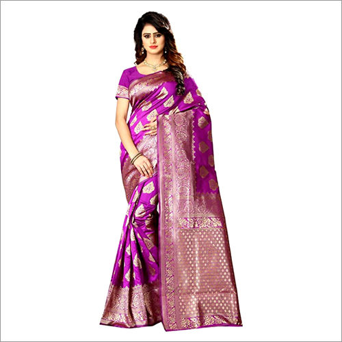 Ladies Purple Kajukatari Banarasi Saree