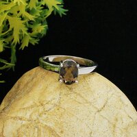 Smocky Topaz Engagement Sterling Silver Ring