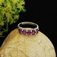 Pink Tourmaline Band Silver Ring